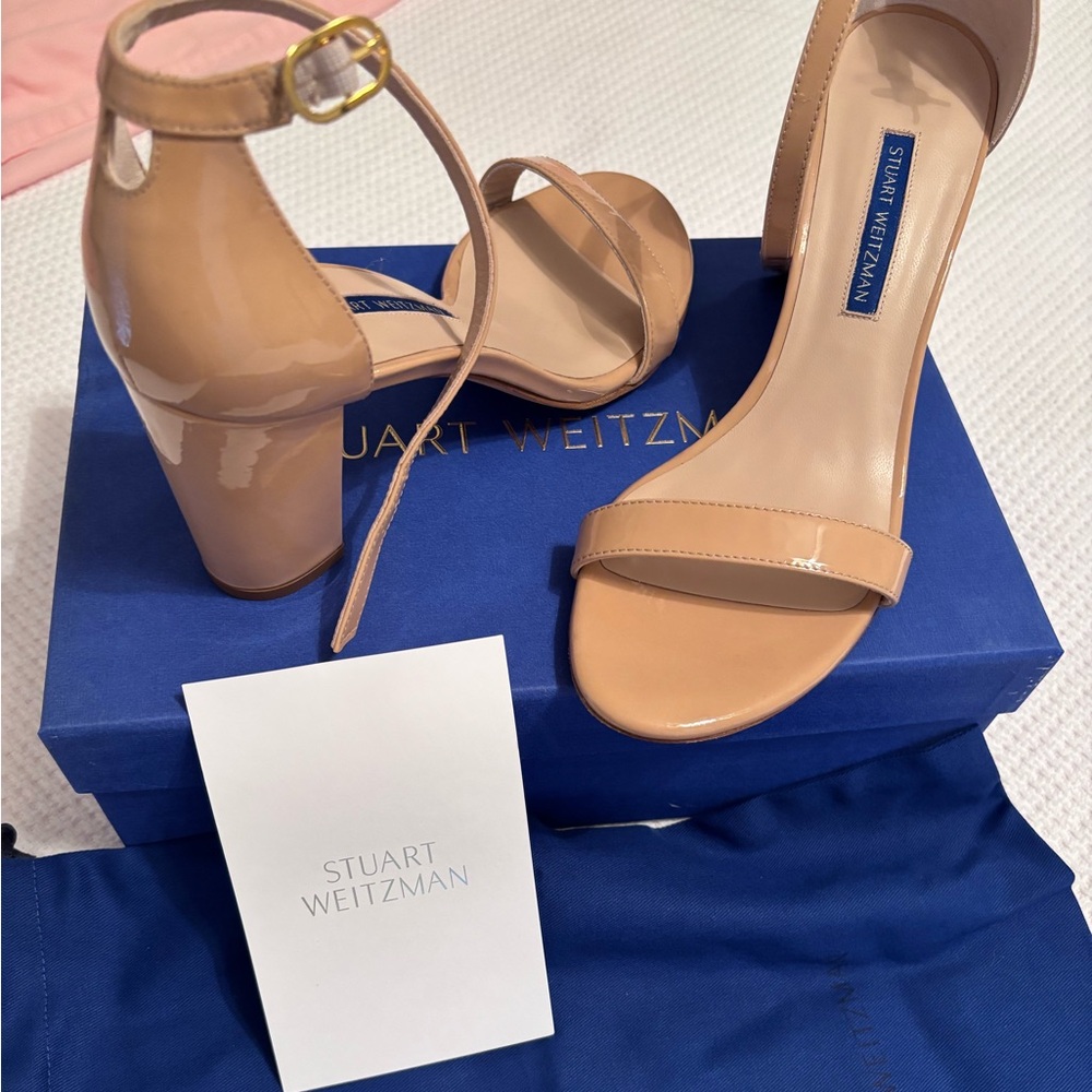 STUART WEITZMAN NudistCurve leather sandals in NUDE 38.5